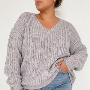 Torrid Chunky Knit V-Neck Sweater Torrid 4 (4X 26/28) Multicolor Cozy Oversized